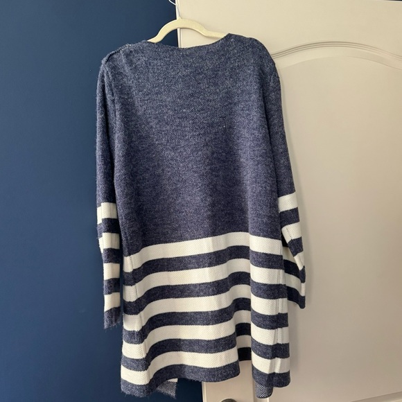 Keren Hart Blue/White Striped Button Cardigan Sweater Women’s Size XL - Picture 2 of 5